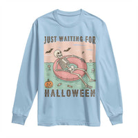 Spooky Summer Skeleton Long Sleeve Shirt Just Waiting For Halloween Summer Pool Party - Wonder Print Shop
