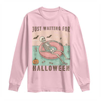 Spooky Summer Skeleton Long Sleeve Shirt Just Waiting For Halloween Summer Pool Party - Wonder Print Shop