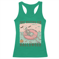 Spooky Summer Skeleton Racerback Tank Top Just Waiting For Halloween Summer Pool Party - Wonder Print Shop