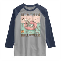 Spooky Summer Skeleton Raglan Shirt Just Waiting For Halloween Summer Pool Party - Wonder Print Shop