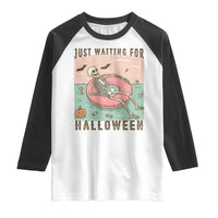 Spooky Summer Skeleton Raglan Shirt Just Waiting For Halloween Summer Pool Party - Wonder Print Shop