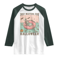 Spooky Summer Skeleton Raglan Shirt Just Waiting For Halloween Summer Pool Party - Wonder Print Shop