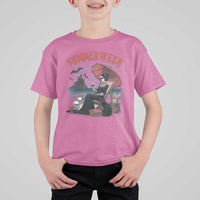 Gothic Summerween T Shirt For Kid Spooky Summer Halloween Horror Character - Wonder Print Shop