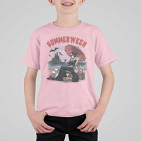 Gothic Summerween T Shirt For Kid Spooky Summer Halloween Horror Character - Wonder Print Shop