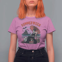 Gothic Summerween T Shirt For Women Spooky Summer Halloween Horror Character - Wonder Print Shop