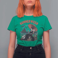 Gothic Summerween T Shirt For Women Spooky Summer Halloween Horror Character - Wonder Print Shop