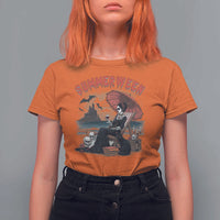 Gothic Summerween T Shirt For Women Spooky Summer Halloween Horror Character - Wonder Print Shop