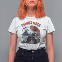 Gothic Summerween T Shirt For Women Spooky Summer Halloween Horror Character - Wonder Print Shop