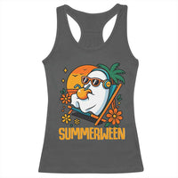 Tropical Summerween Boo Sheet Racerback Tank Top Funny Ghost Halloween Summer Beach Vibes - Wonder Print Shop