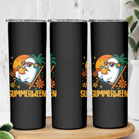 Tropical Summerween Boo Sheet Skinny Tumbler Funny Ghost Halloween Summer Beach Vibes - Wonder Print Shop