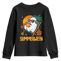 Tropical Summerween Boo Sheet Youth Sweatshirt Funny Ghost Halloween Summer Beach Vibes - Wonder Print Shop