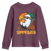 Tropical Summerween Boo Sheet Youth Sweatshirt Funny Ghost Halloween Summer Beach Vibes - Wonder Print Shop