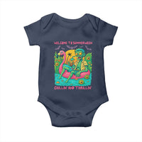 Summerween Zombie Pool Party Baby Onesie Chillin and Thrillin Flamingo Float Summer Halloween