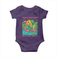 Summerween Zombie Pool Party Baby Onesie Chillin and Thrillin Flamingo Float Summer Halloween