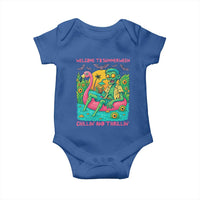 Summerween Zombie Pool Party Baby Onesie Chillin and Thrillin Flamingo Float Summer Halloween