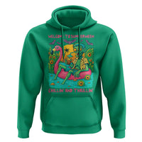 Summerween Zombie Pool Party Hoodie Chillin and Thrillin Flamingo Float Summer Halloween