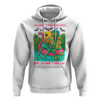 Summerween Zombie Pool Party Hoodie Chillin and Thrillin Flamingo Float Summer Halloween