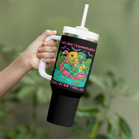 Summerween Zombie Pool Party Tumbler With Handle Chillin and Thrillin Flamingo Float Summer Halloween