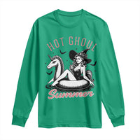 Hot Ghoul Summer Long Sleeve Shirt Retro Pin Up Witch Summerween Summer Beach Halloween Vibes