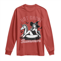 Hot Ghoul Summer Long Sleeve Shirt Retro Pin Up Witch Summerween Summer Beach Halloween Vibes