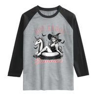 Hot Ghoul Summer Raglan Shirt Retro Pin Up Witch Summerween Summer Beach Halloween Vibes