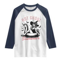 Hot Ghoul Summer Raglan Shirt Retro Pin Up Witch Summerween Summer Beach Halloween Vibes