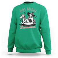Hot Ghoul Summer Sweatshirt Retro Pin Up Witch Summerween Summer Beach Halloween Vibes
