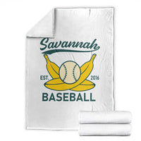 Retro Savannah Baseball Est. 2016 Throw Blanket Funny Banana and Ball Vintage Sports - Wonder Print Shop