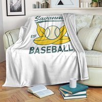 Retro Savannah Baseball Est. 2016 Throw Blanket Funny Banana and Ball Vintage Sports - Wonder Print Shop