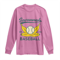 Retro Savannah Baseball Est. 2016 Long Sleeve Shirt Funny Banana and Ball Vintage Sports - Wonder Print Shop