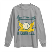 Retro Savannah Baseball Est. 2016 Long Sleeve Shirt Funny Banana and Ball Vintage Sports - Wonder Print Shop