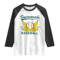 Retro Savannah Baseball Est. 2016 Raglan Shirt Funny Banana and Ball Vintage Sports - Wonder Print Shop