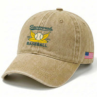 Retro Savannah Baseball Est. 2016 Washed Cotton Baseball Cap Funny Banana and Ball Vintage Sports