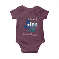 For the Love of the Texas Hill Country Baby Onesie Bluebonnet Floral Patriotic Flag - Wonder Print Shop