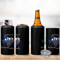 For the Love of the Texas Hill Country 4 in 1 Can Cooler Tumbler Bluebonnet Floral Patriotic Flag - Wonder Print Shop