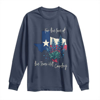 For the Love of the Texas Hill Country Long Sleeve Shirt Bluebonnet Floral Patriotic Flag - Wonder Print Shop
