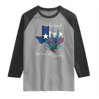 For the Love of the Texas Hill Country Raglan Shirt Bluebonnet Floral Patriotic Flag - Wonder Print Shop