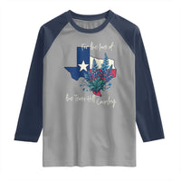 For the Love of the Texas Hill Country Raglan Shirt Bluebonnet Floral Patriotic Flag - Wonder Print Shop