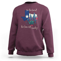 For the Love of the Texas Hill Country Sweatshirt Bluebonnet Floral Patriotic Flag - Wonder Print Shop
