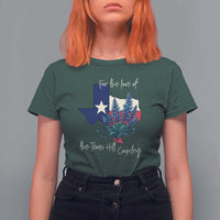 For the Love of the Texas Hill Country T Shirt For Women Bluebonnet Floral Patriotic Flag - Wonder Print Shop