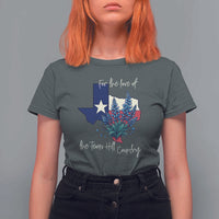 For the Love of the Texas Hill Country T Shirt For Women Bluebonnet Floral Patriotic Flag - Wonder Print Shop