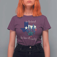 For the Love of the Texas Hill Country T Shirt For Women Bluebonnet Floral Patriotic Flag - Wonder Print Shop