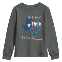 For the Love of the Texas Hill Country Youth Sweatshirt Bluebonnet Floral Patriotic Flag - Wonder Print Shop