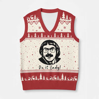 Funny Do It Lady V-Neck Knit Sweater Vest Mustache Guy Meme Parody - Wonder Print Shop