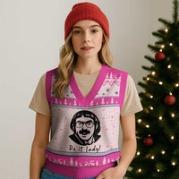 Funny Do It Lady V-Neck Knit Sweater Vest Mustache Guy Meme Parody - Wonder Print Shop