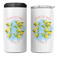 Portofino Italy Lemons 4 in 1 Can Cooler Tumbler Vintage Coastal Europe Travel Summer Vibe Aesthetic - Wonder Print Shop
