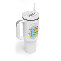 Portofino Italy Lemons Tumbler With Handle Vintage Coastal Europe Travel Summer Vibe Aesthetic - Wonder Print Shop