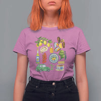 Italian Summer Scrapbook T Shirt For Women Limoncello Seafood Coastal Italy La Dolce Vita TS02