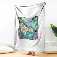 Ciao Bella Italy Amalfi Coast Throw Blanket Lemons and Florals Nostalgic Village - Wonder Print Shop