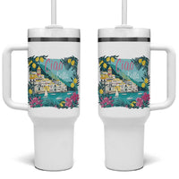 Ciao Bella Italy Amalfi Coast Tumbler With Handle Lemons and Florals Nostalgic Village - Wonder Print Shop